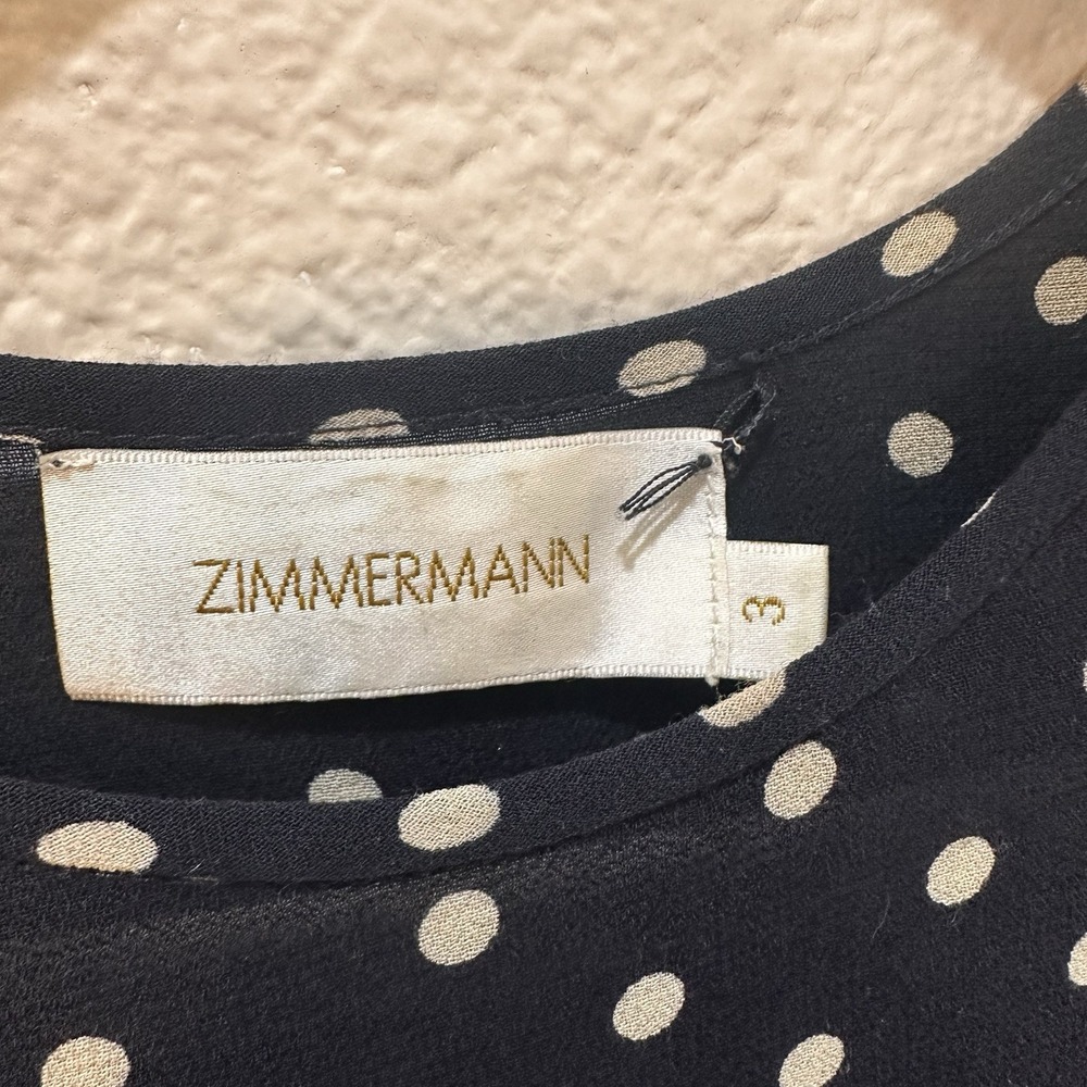 Zimmerman Black Mischief Polka Dot Crepe Dress Sheer Flared Sleeve Sz 3 US‎ 10 - Picture 8 of 12